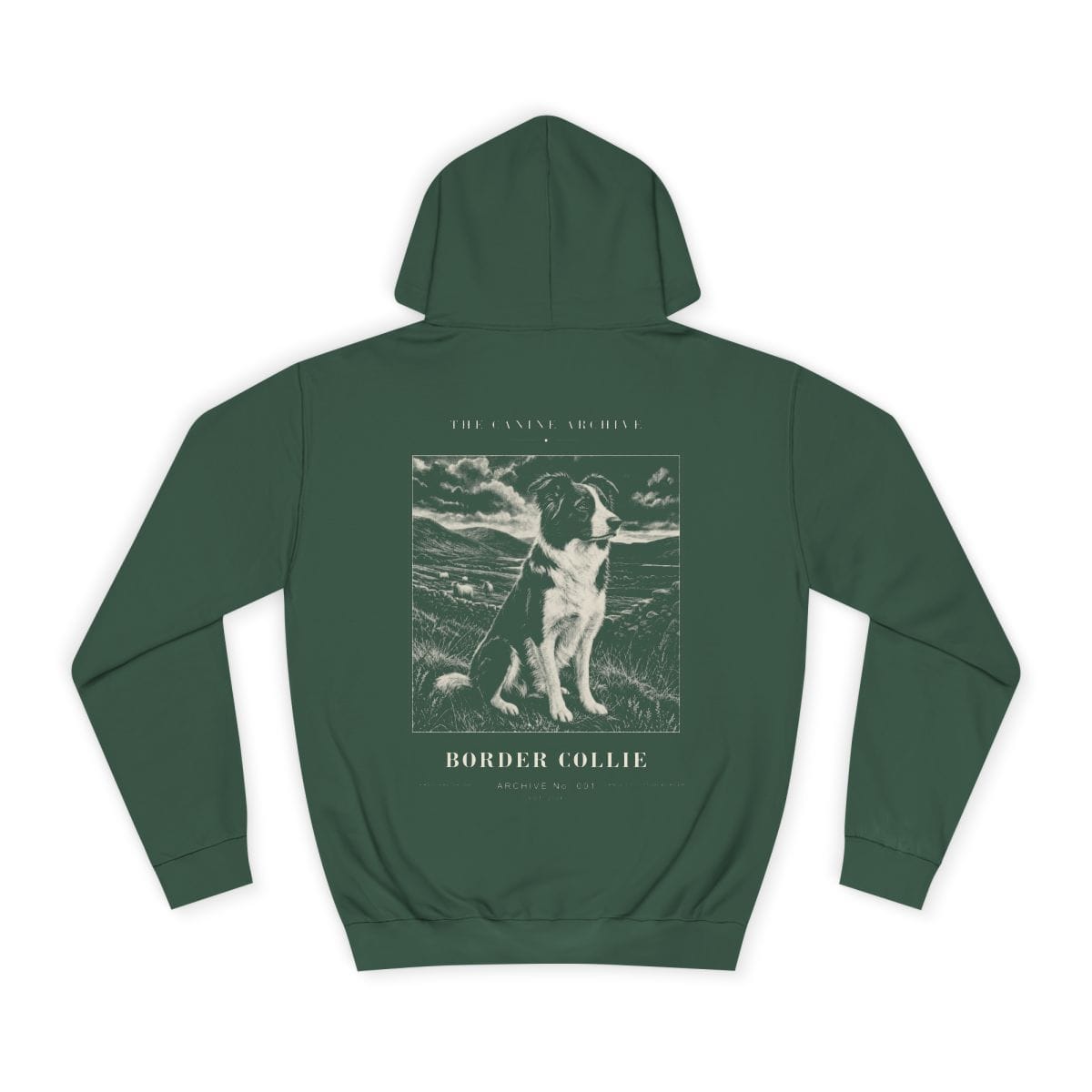 Border Collie Archive Hoodie in Bottle Green
