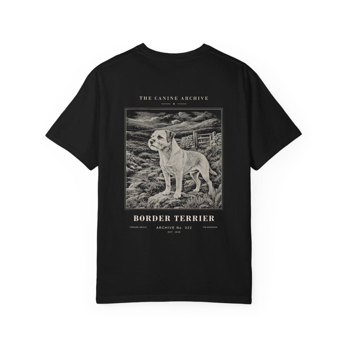 Border Terrier Archive Tee in Black