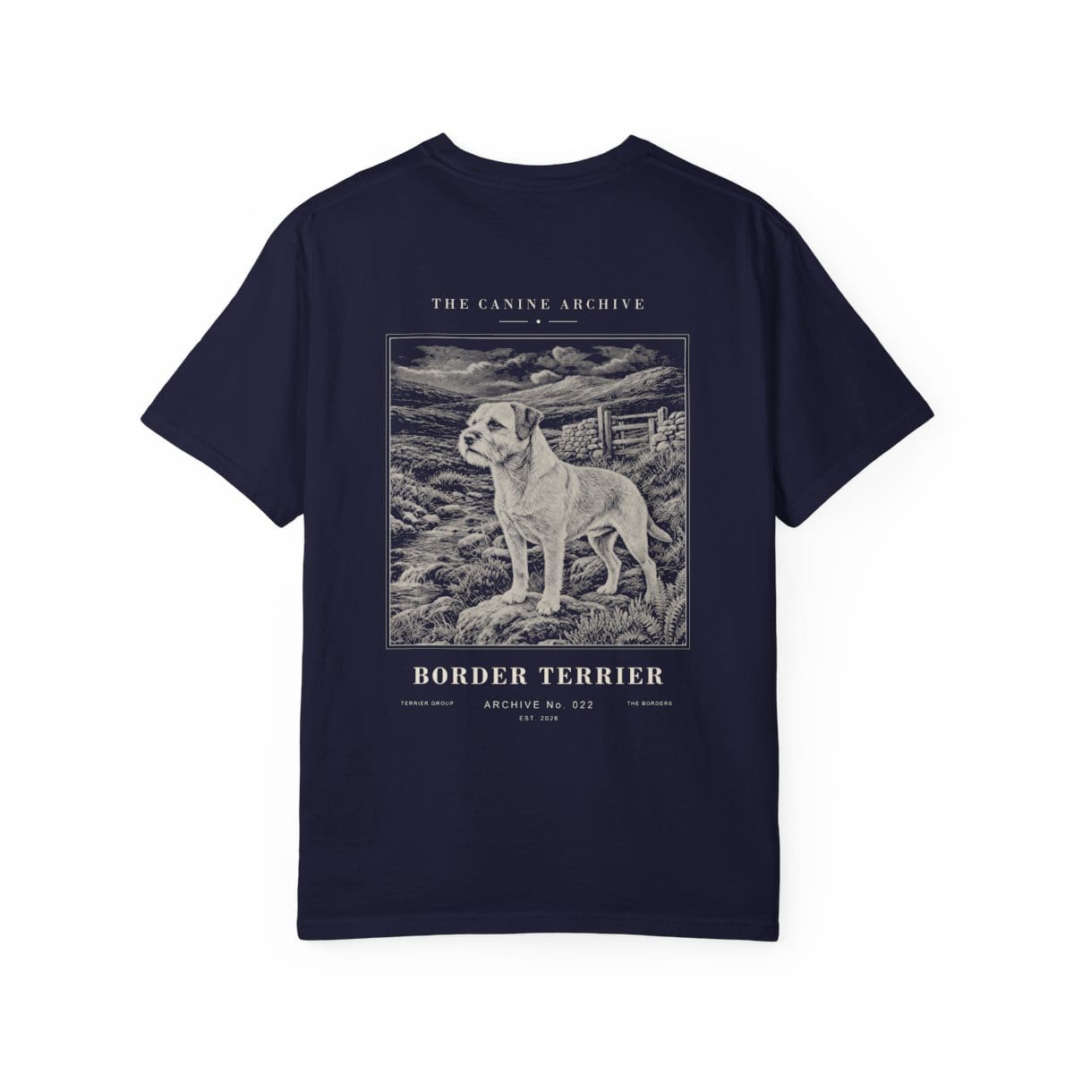 Border Terrier Archive Tee in True Navy