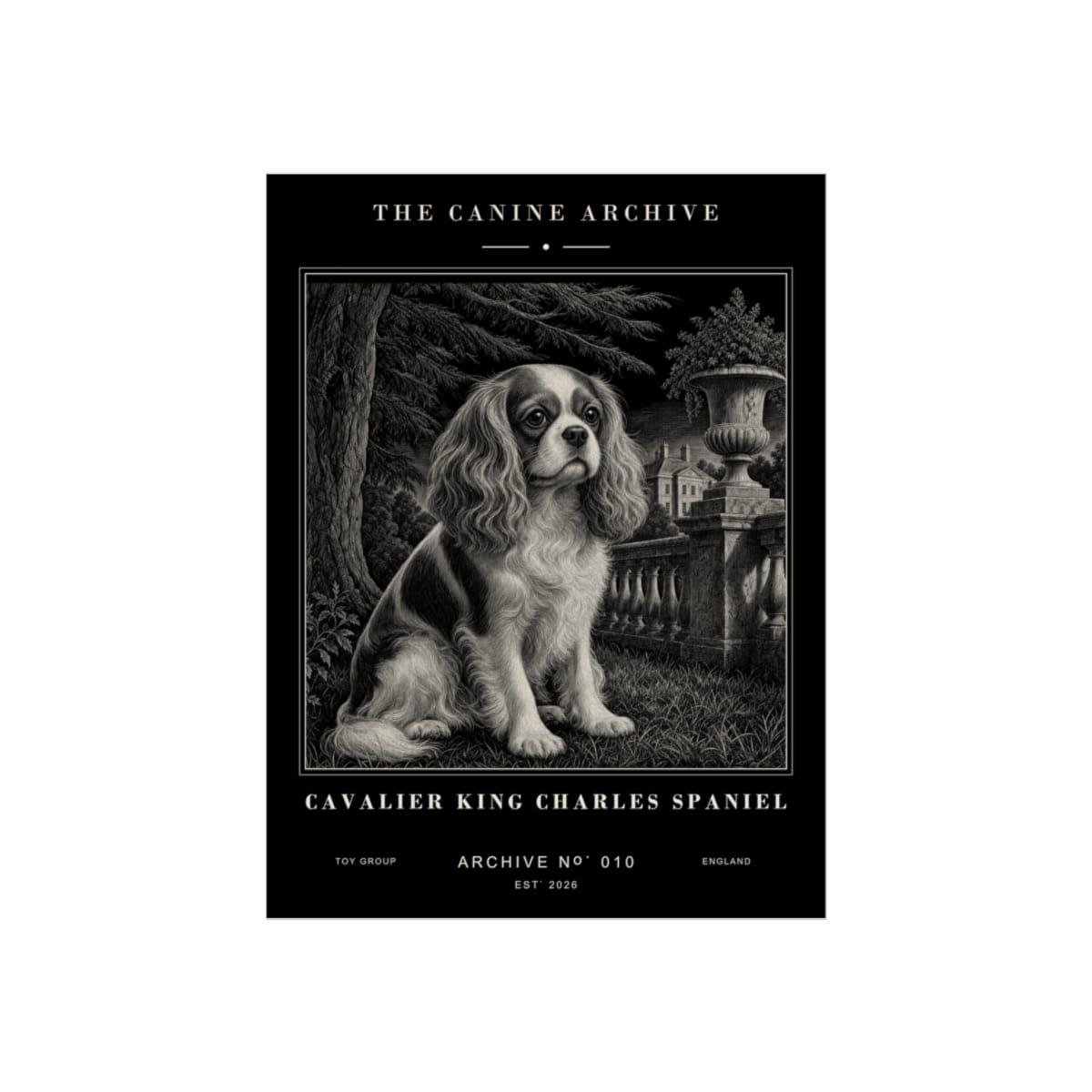 Cavalier King Charles Spaniel Archive Print · 12 x 16