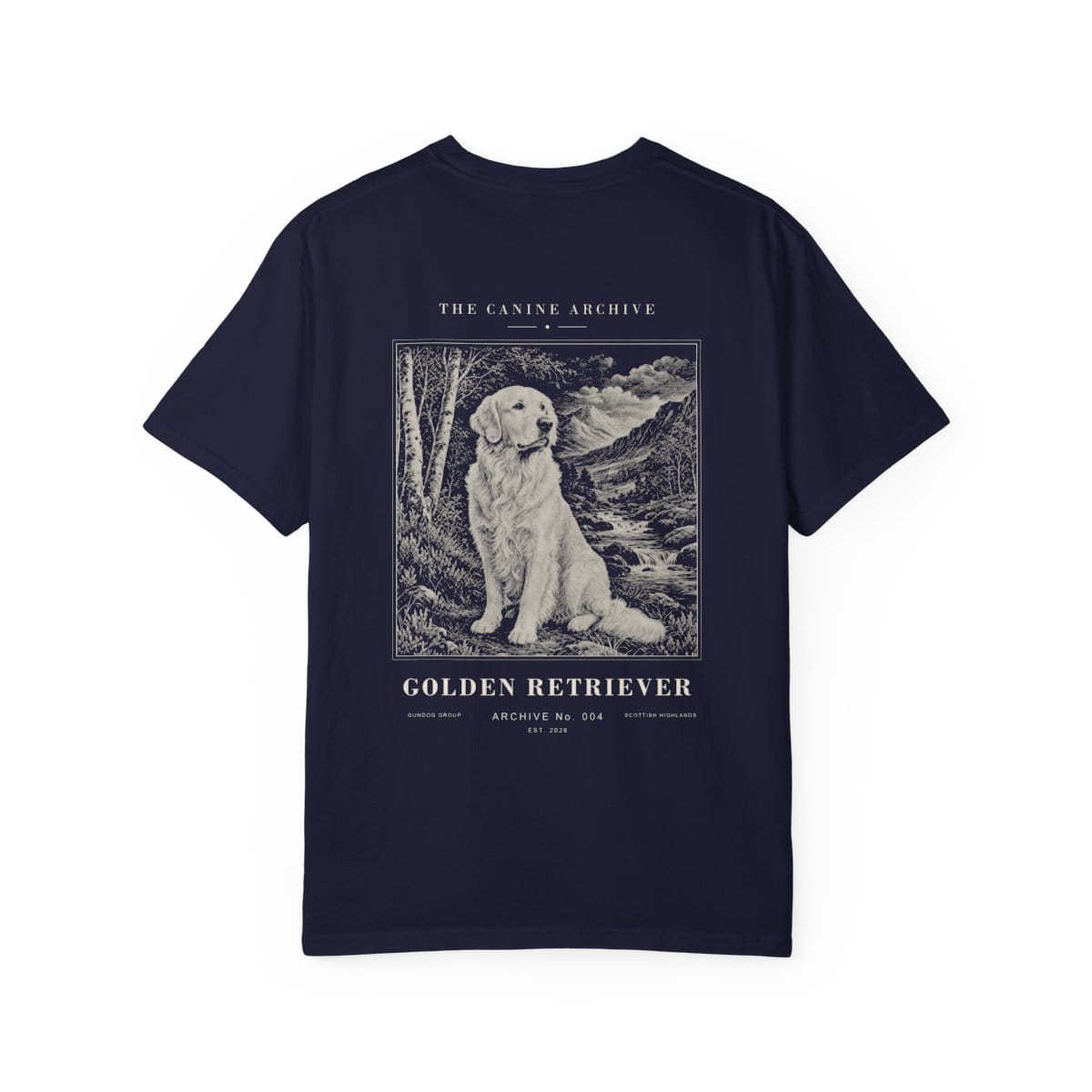 Golden Retriever Archive Tee in True Navy
