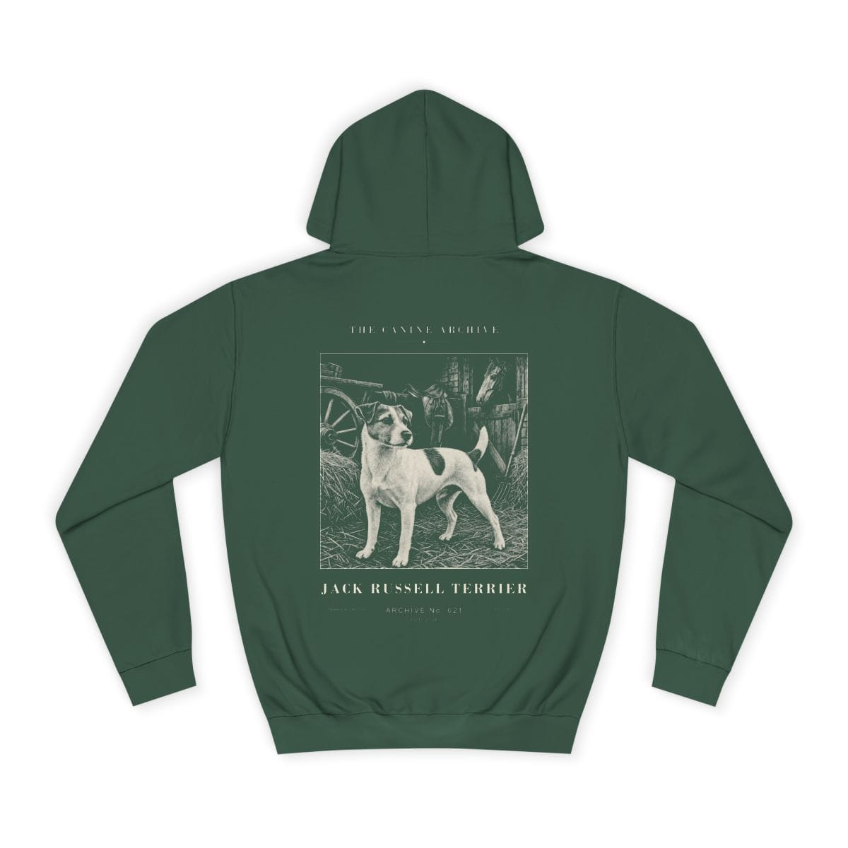 Jack Russell Terrier Archive Hoodie in Bottle Green