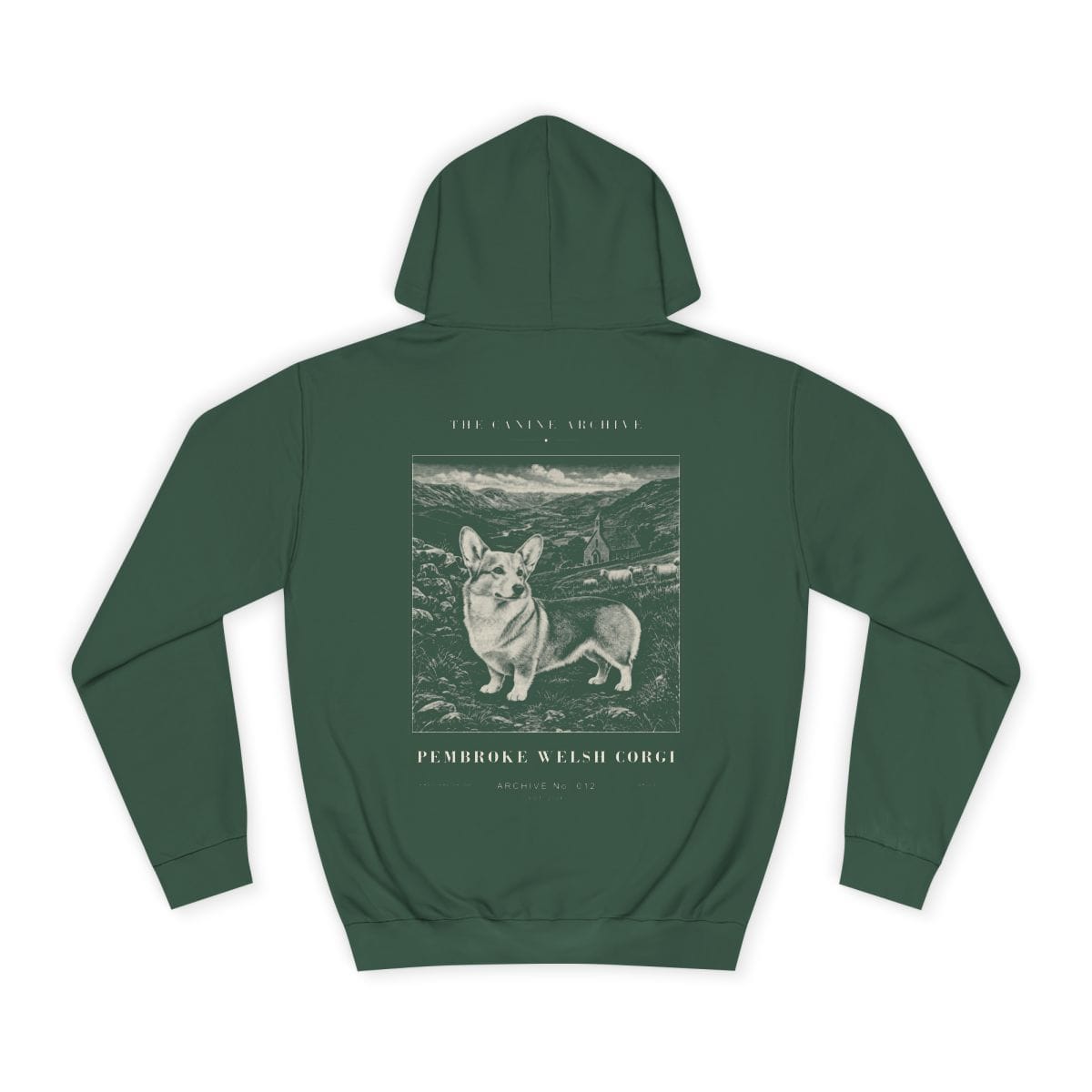 Pembroke Welsh Corgi Archive Hoodie in Bottle Green