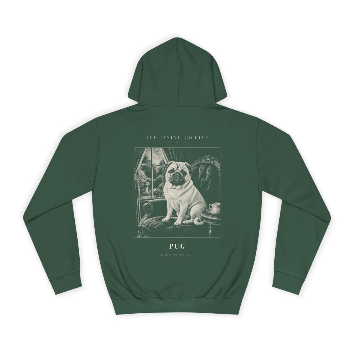 Pug Archive Hoodie in Bottle Green