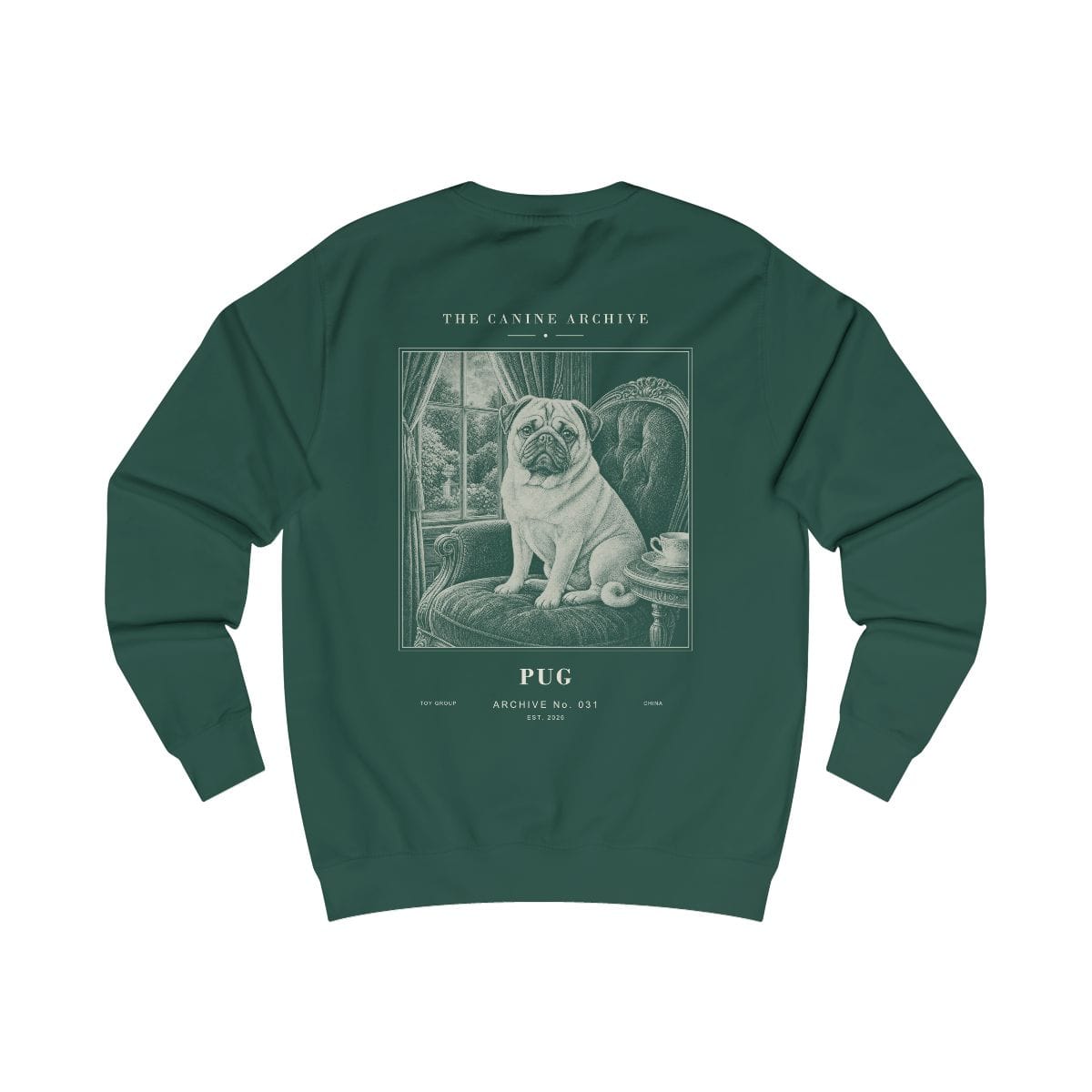 Pug Archive Sweatshirt in Bottle Green