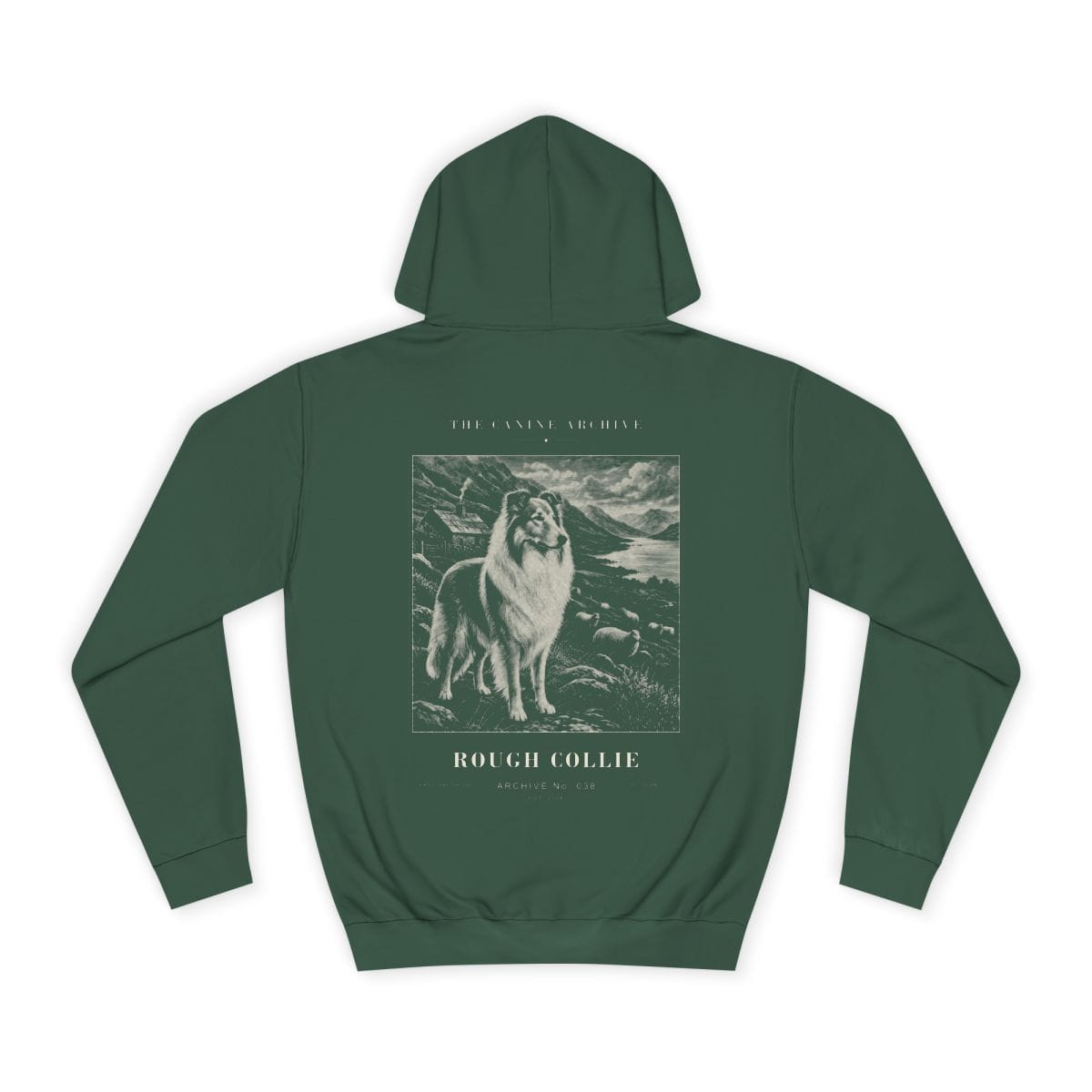 Rough Collie Archive Hoodie in Bottle Green