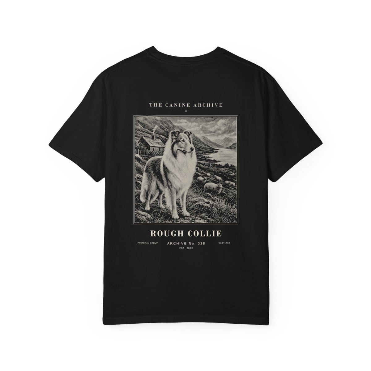 Rough Collie Archive Tee in Black