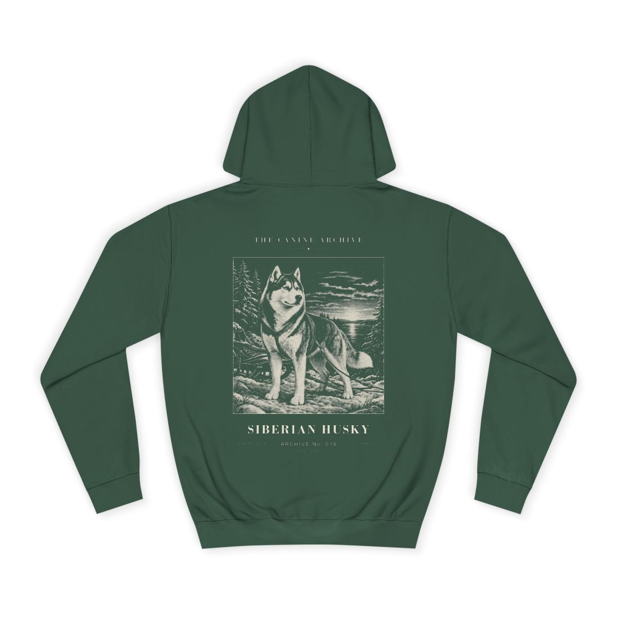 Siberian Husky Archive Hoodie in Bottle Green