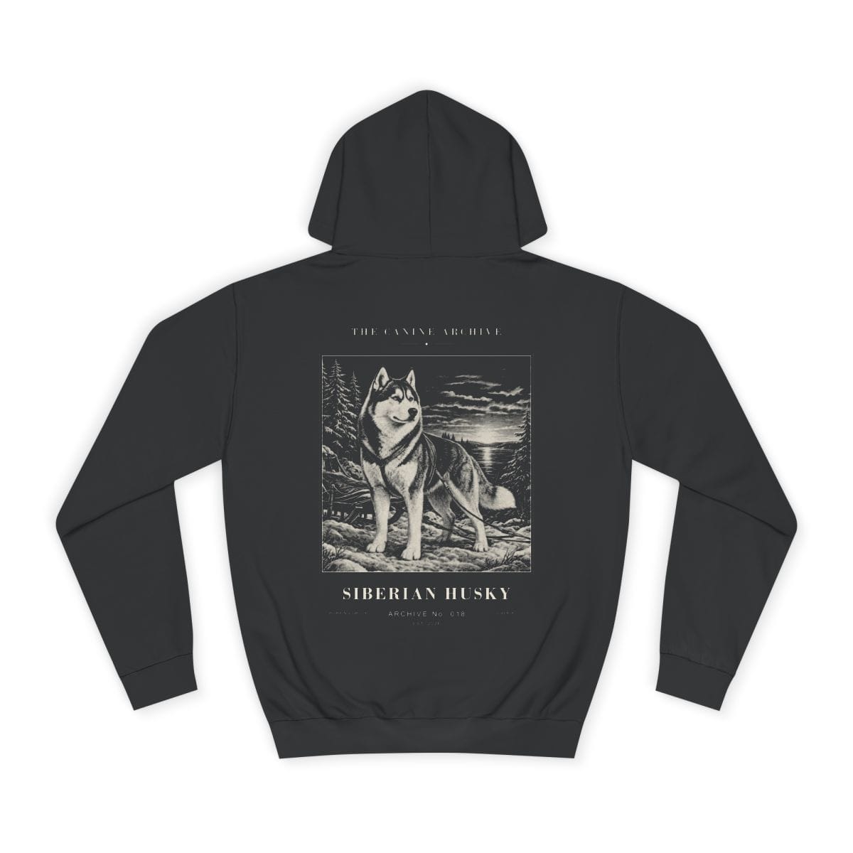 Siberian Husky Archive Hoodie in Jet Black