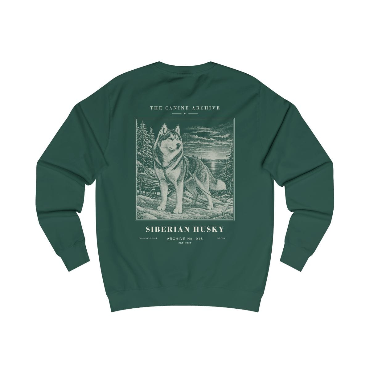 Siberian Husky Archive Sweatshirt in Bottle Green