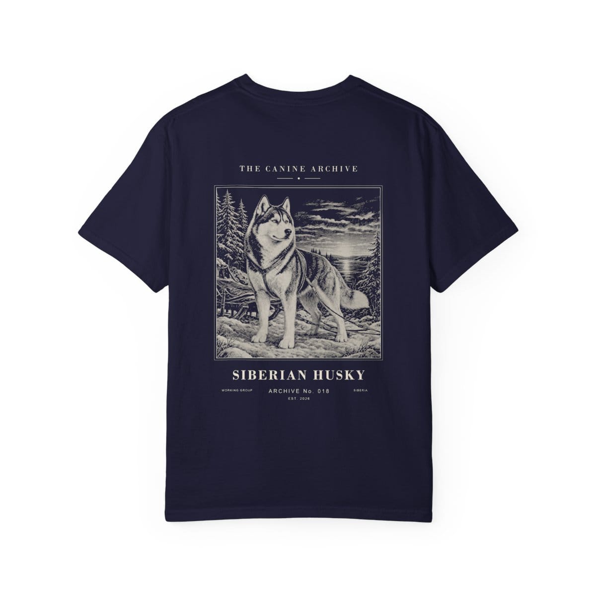 Siberian Husky Archive Tee in True Navy