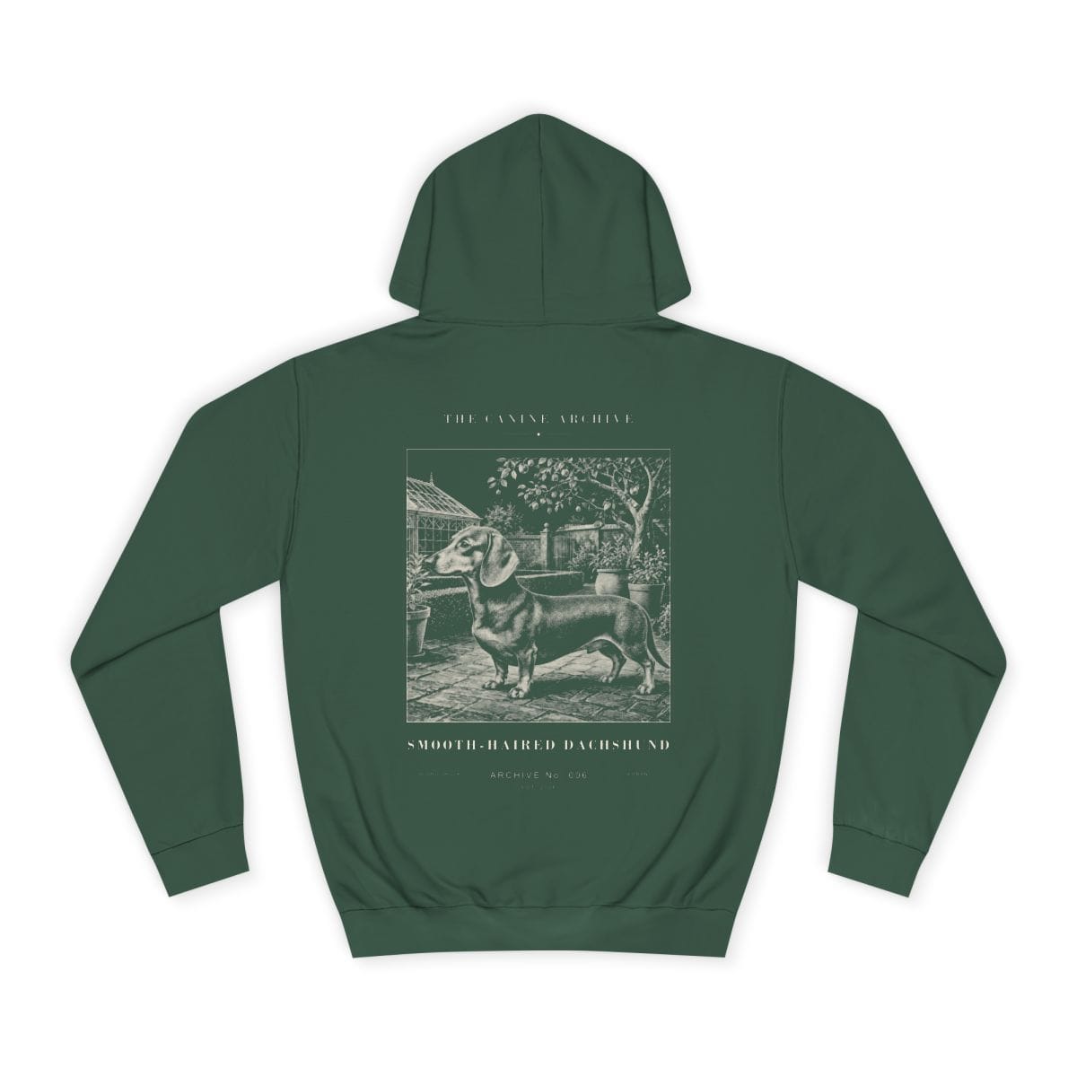 Smooth-Haired Dachshund Archive Hoodie in Bottle Green