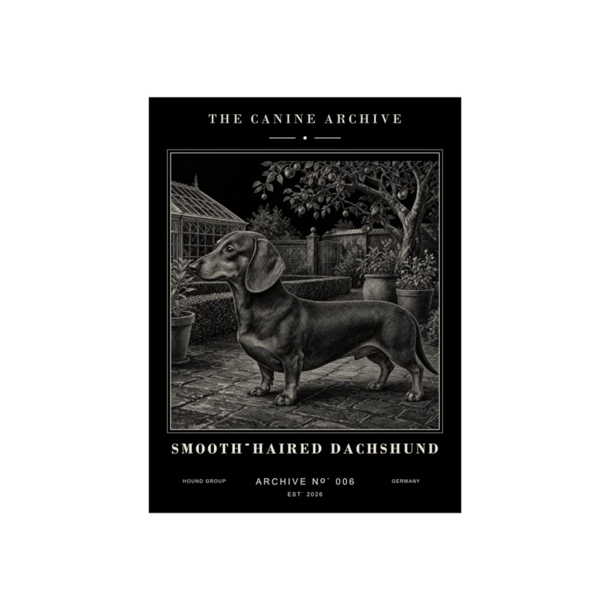 Smooth-Haired Dachshund Archive Print · 12 x 16