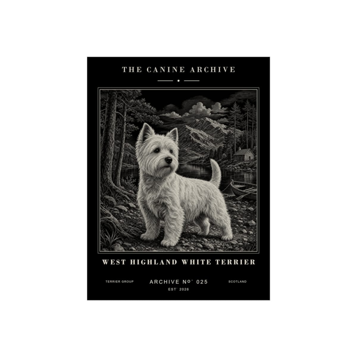 West Highland White Terrier Archive Print · 12 x 16