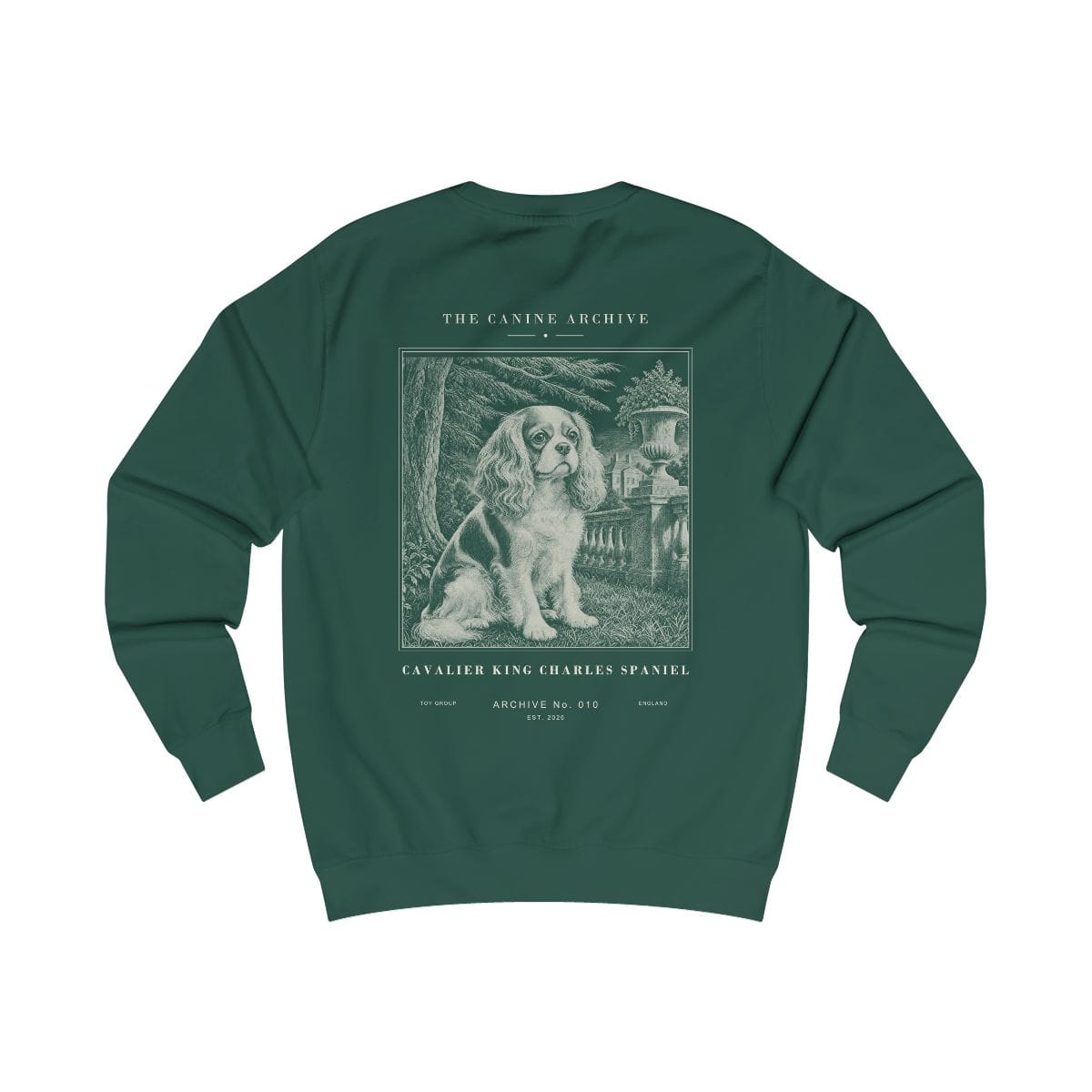 Cavalier King Charles Spaniel Archive Sweatshirt in Bottle Green