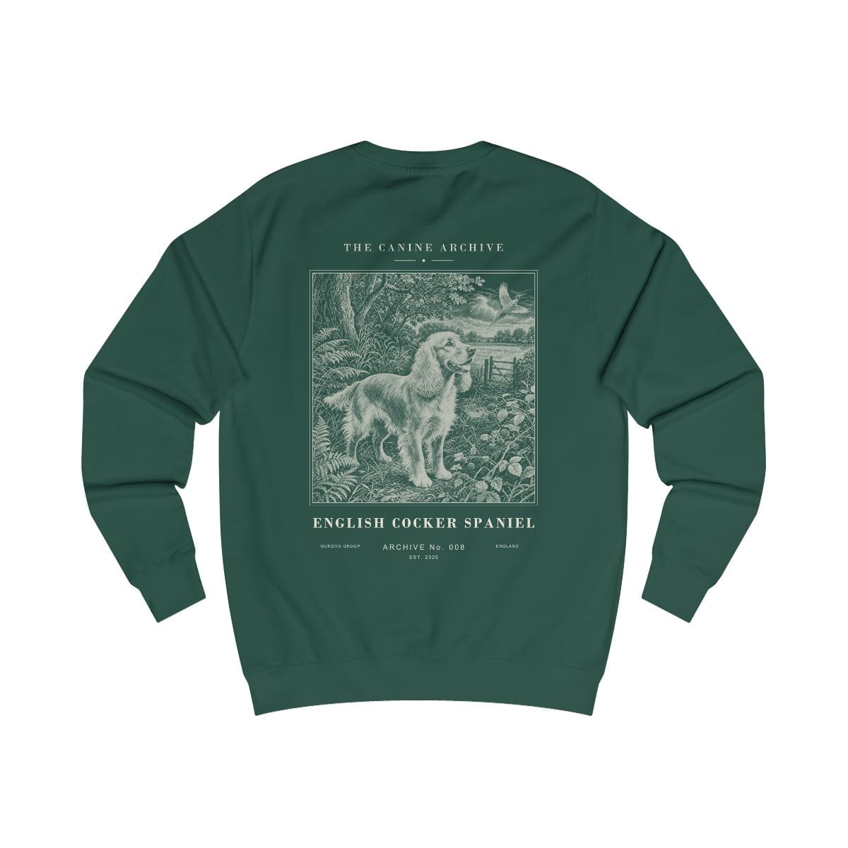 English Cocker Spaniel Archive Sweatshirt in Bottle Green