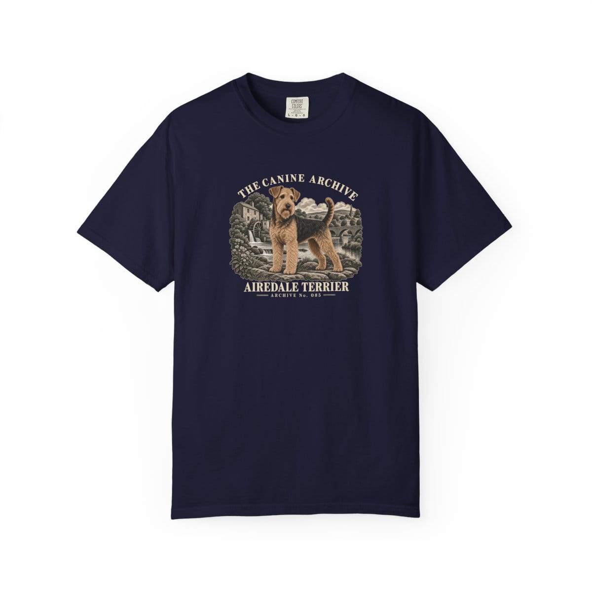 Airedale Terrier Front Study Tee in True Navy