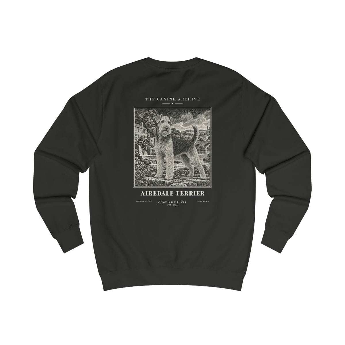 Airedale Terrier Sweatshirt in Jet Black