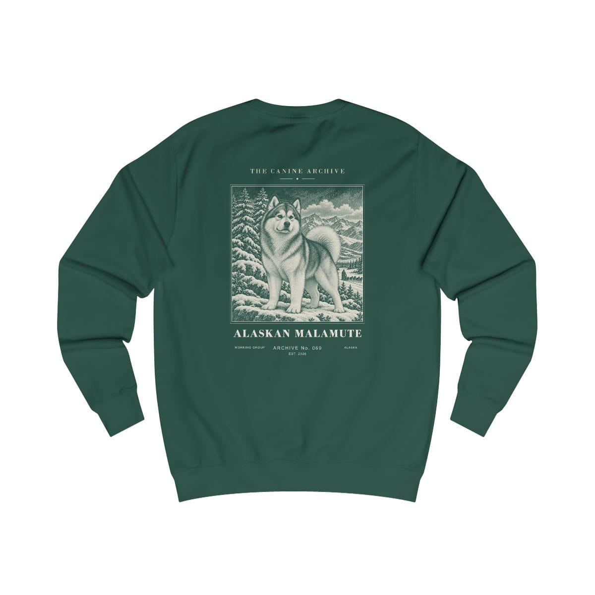 Alaskan Malamute Sweatshirt in Bottle Green