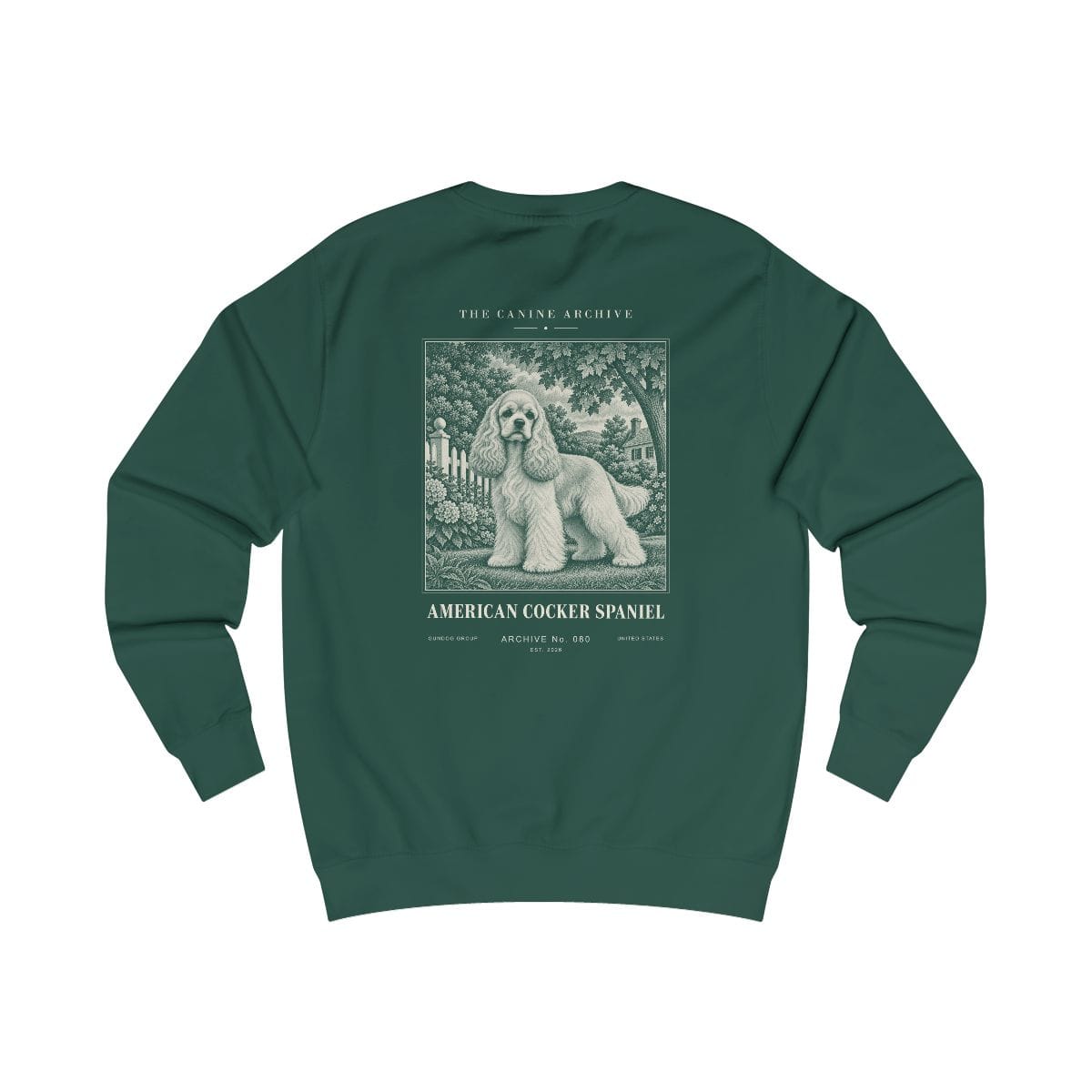 American Cocker Spaniel Sweatshirt in Bottle Green
