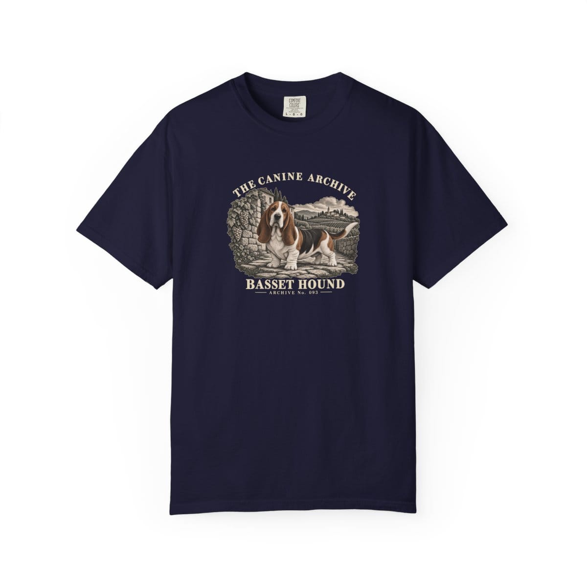 Basset Hound Front Study Tee in True Navy