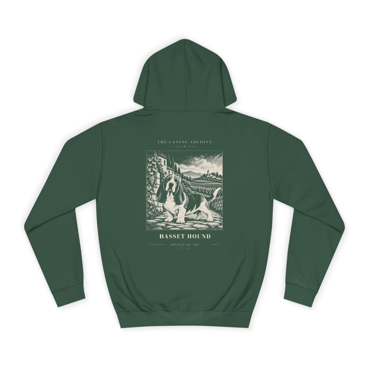 Basset Hound Hoodie in Bottle Green