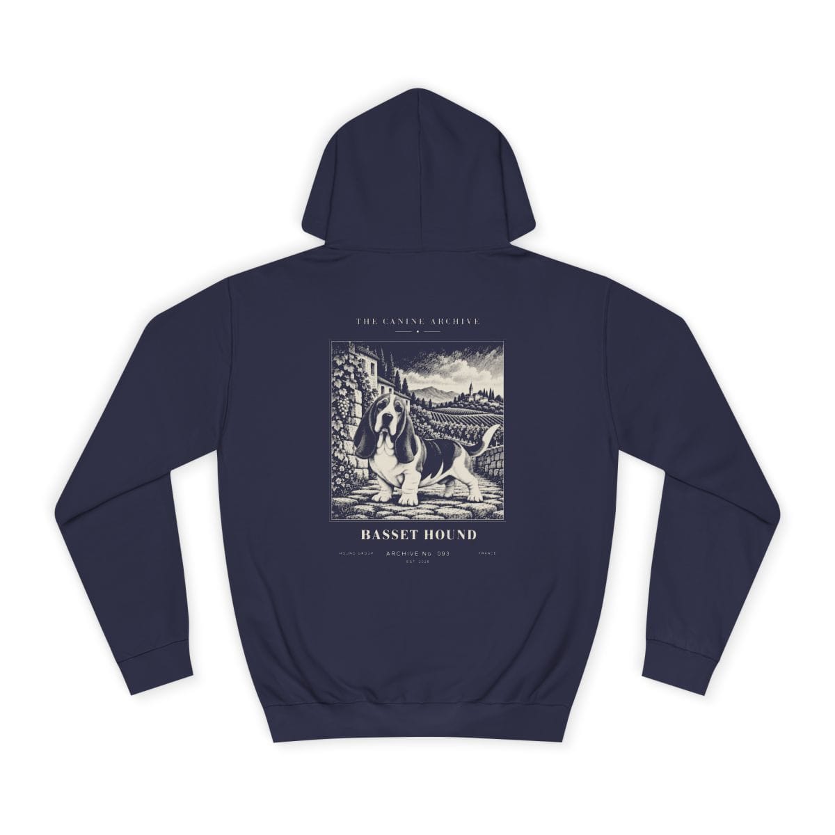Basset Hound Hoodie in Oxford Navy