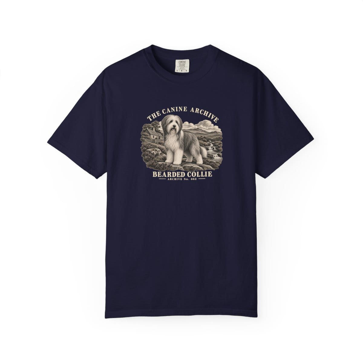 Bearded Collie Front Study Tee in True Navy