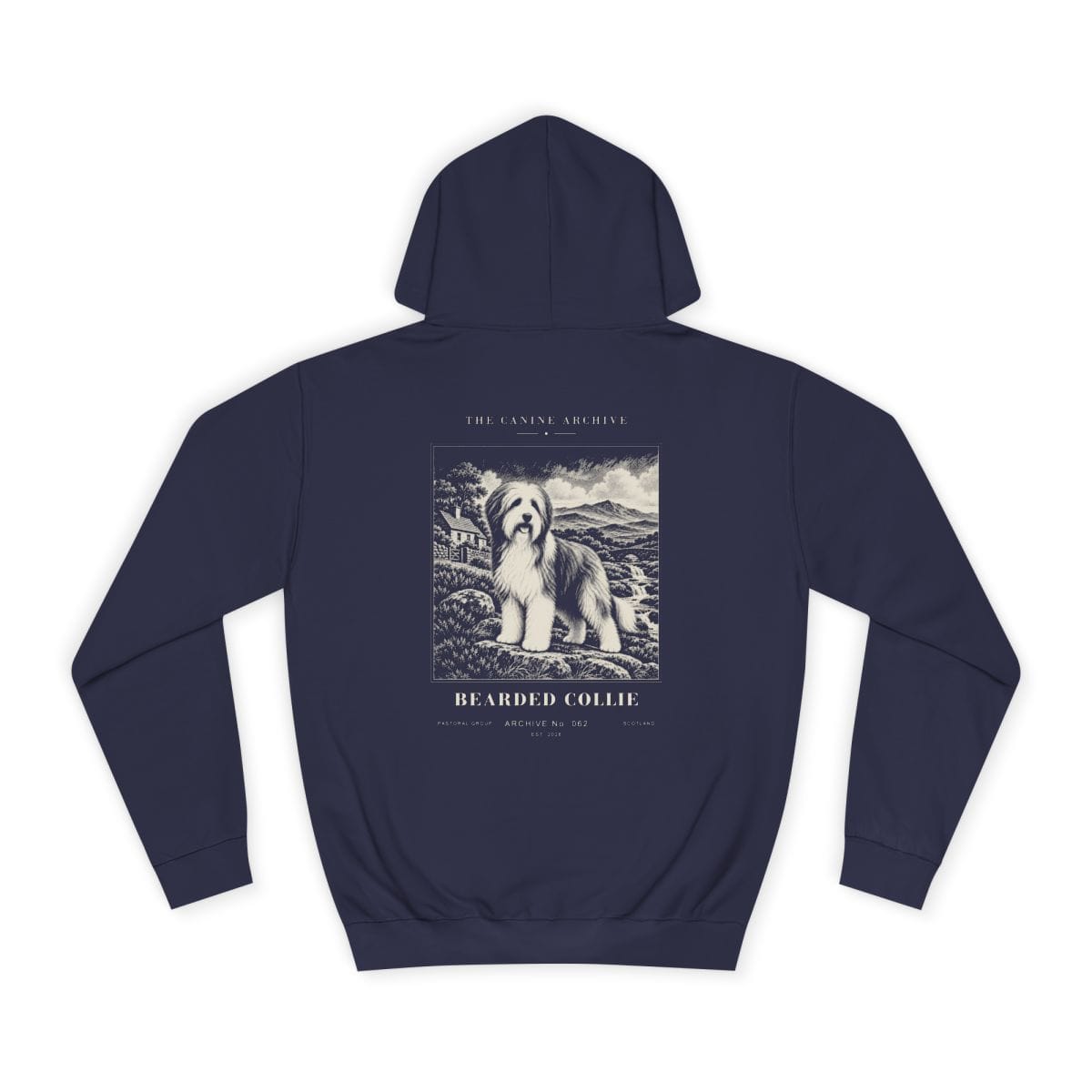 Bearded Collie Hoodie in Oxford Navy