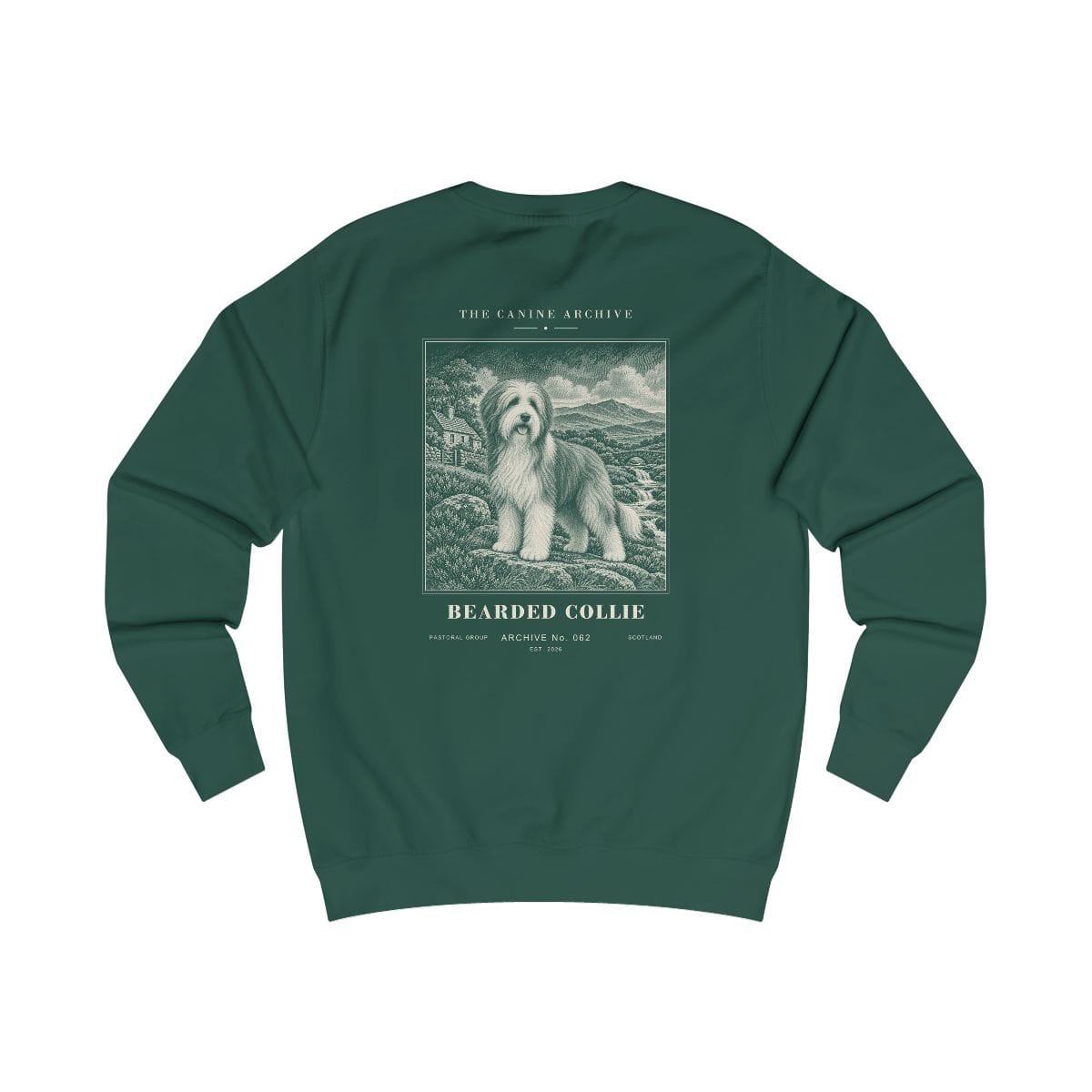 Bearded Collie Sweatshirt in Bottle Green