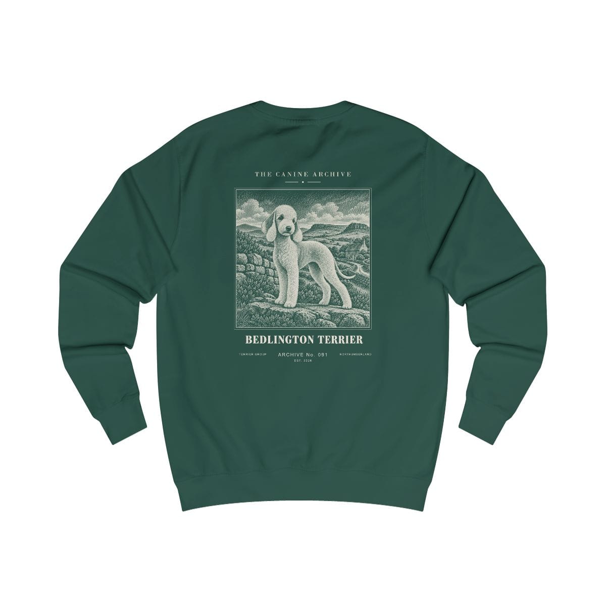 Bedlington Terrier Sweatshirt in Bottle Green