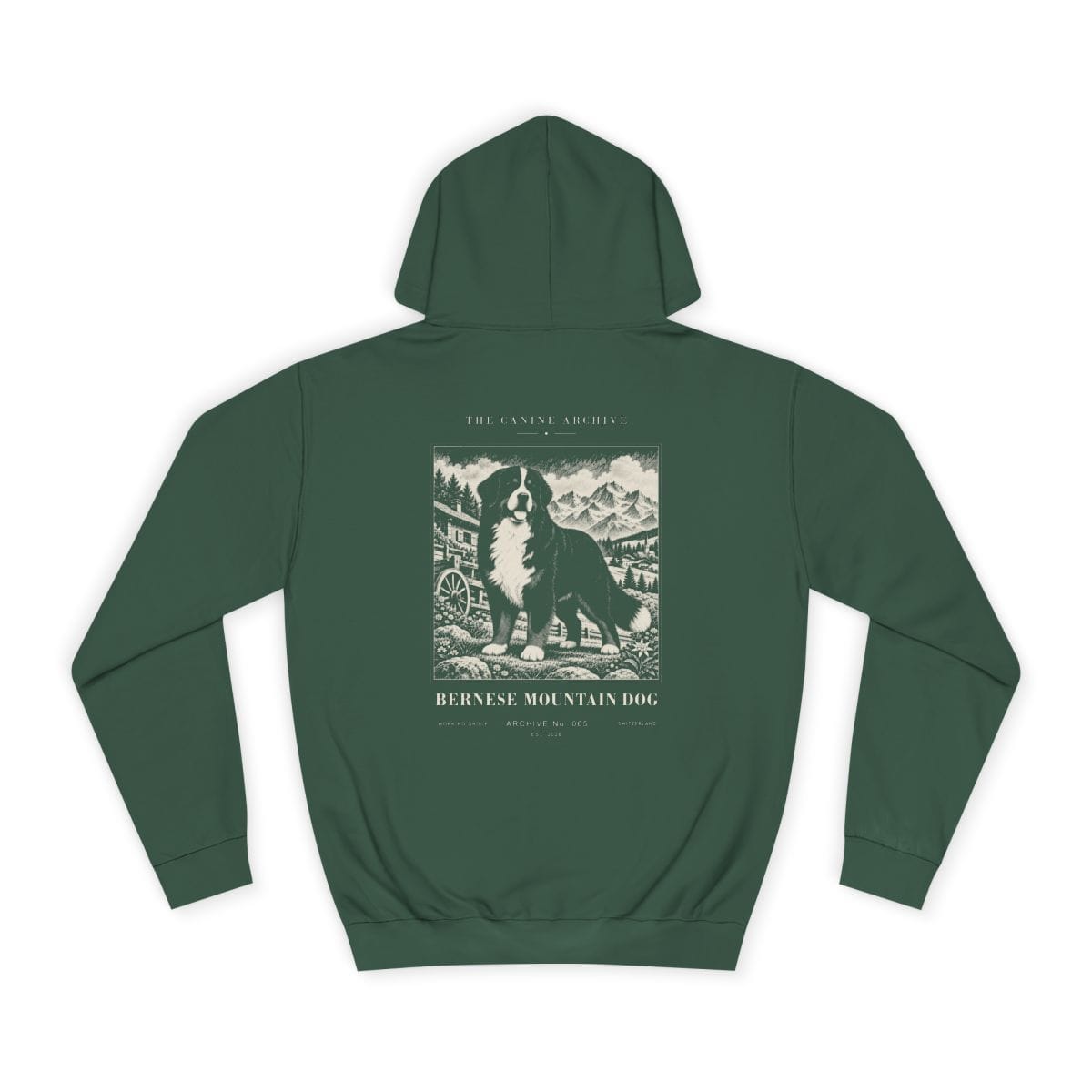 Bernese Mountain Dog Hoodie in Bottle Green