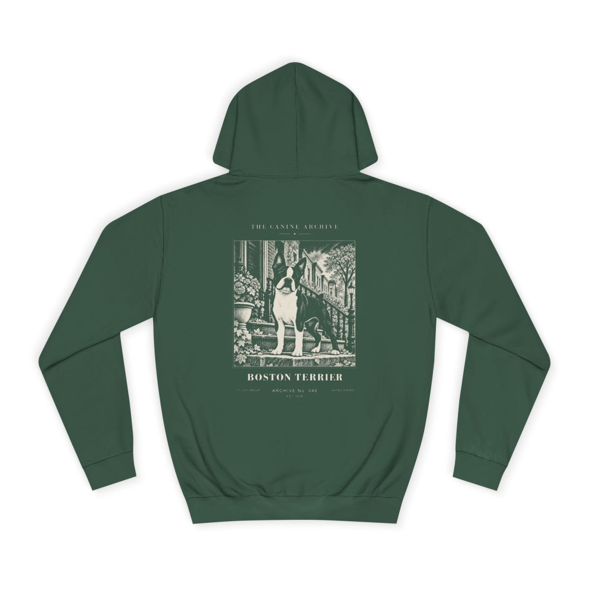 Boston Terrier Hoodie in Bottle Green