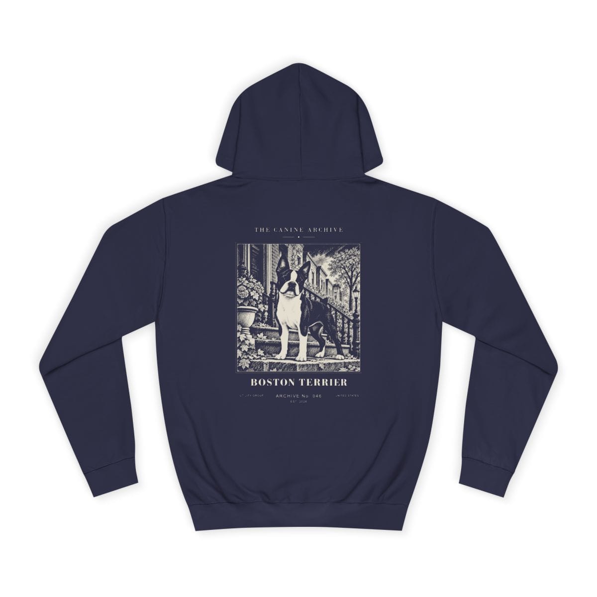 Boston Terrier Hoodie in Oxford Navy