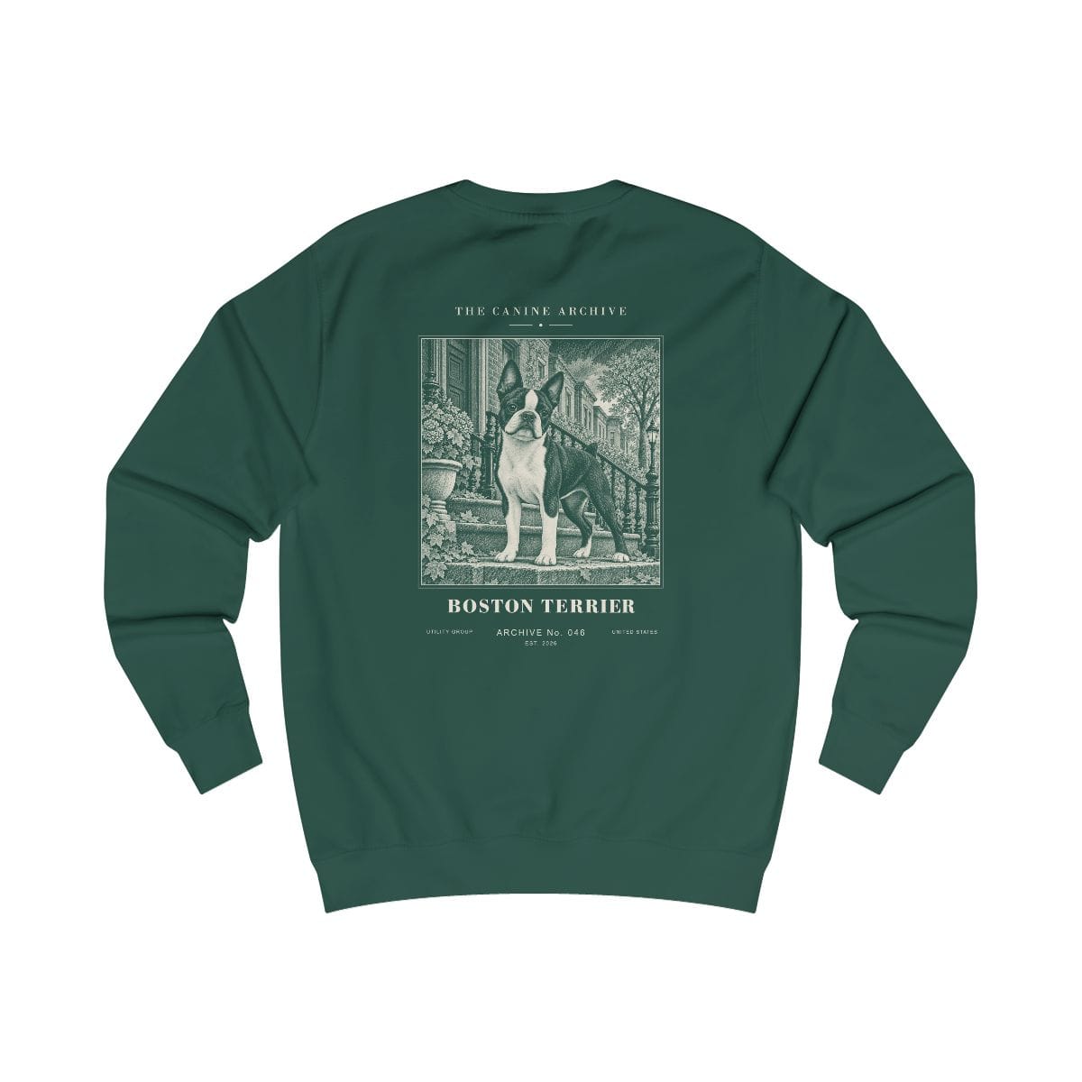 Boston Terrier Sweatshirt in Bottle Green