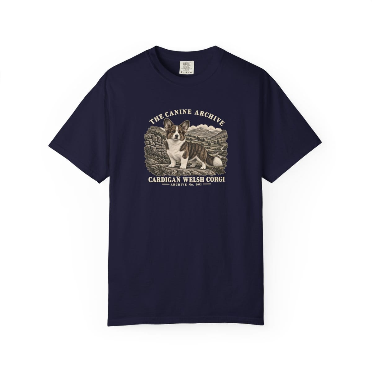 Cardigan Welsh Corgi Front Study Tee in True Navy
