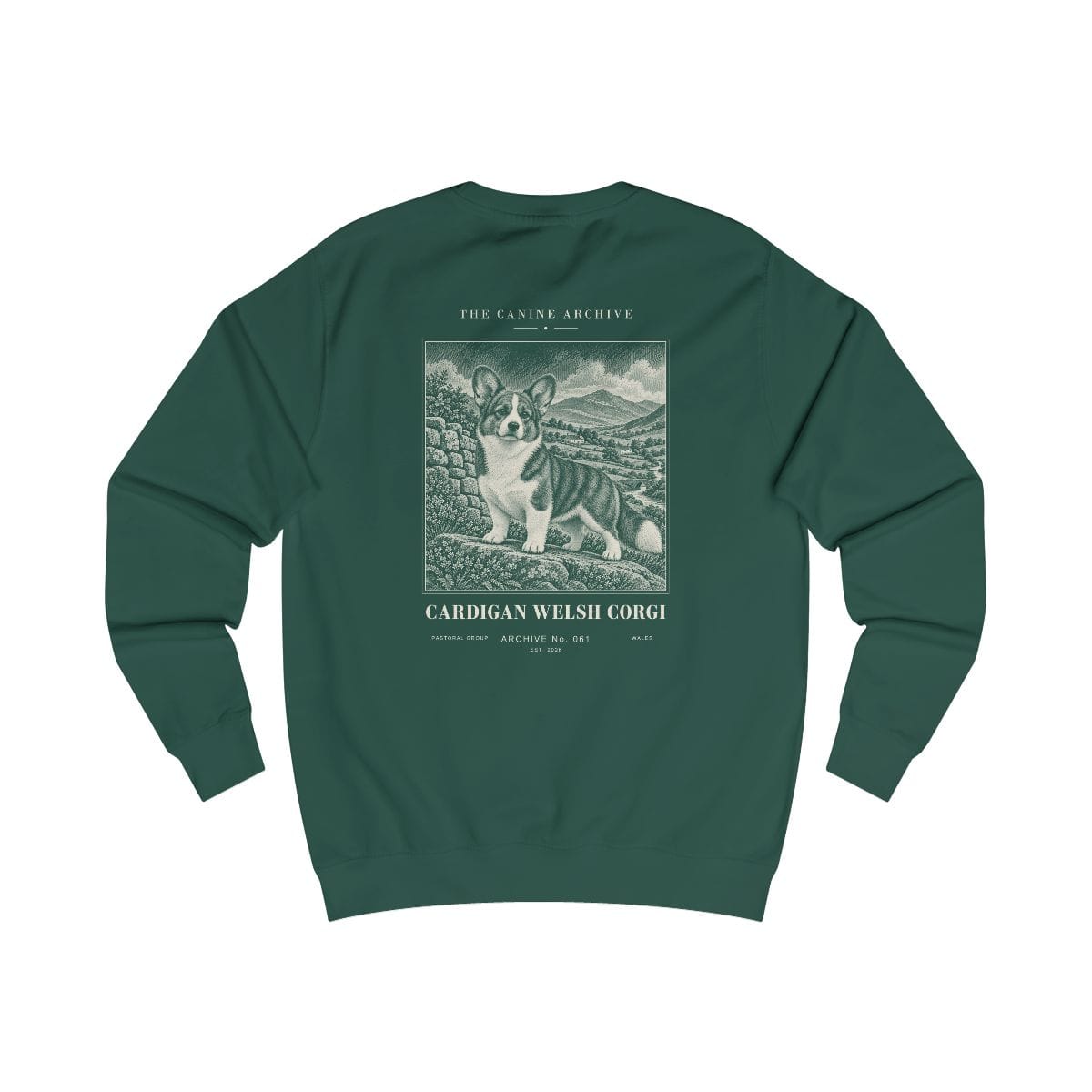 Cardigan Welsh Corgi Sweatshirt in Bottle Green