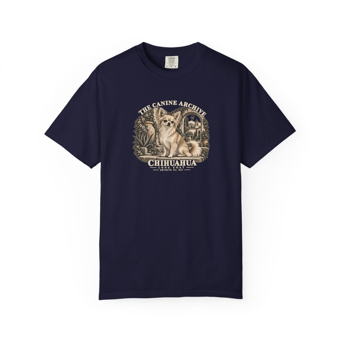 Chihuahua Long Coat Front Study Tee in True Navy