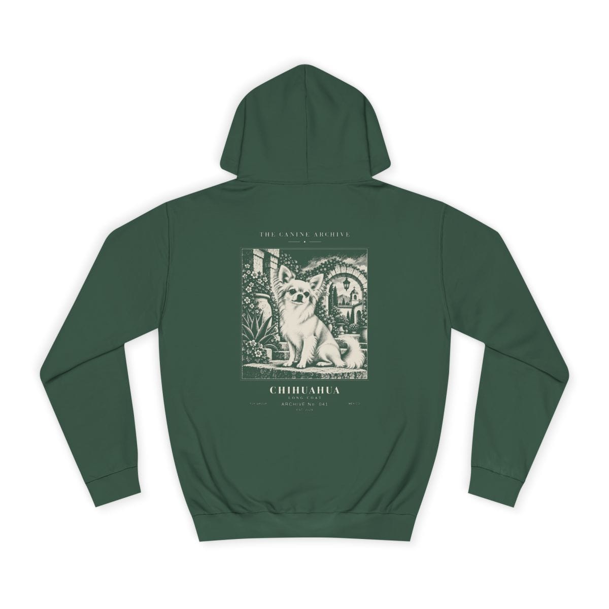 Chihuahua Long Coat Hoodie in Bottle Green