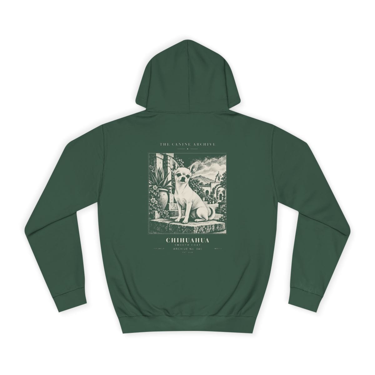 Chihuahua Smooth Coat Hoodie in Bottle Green