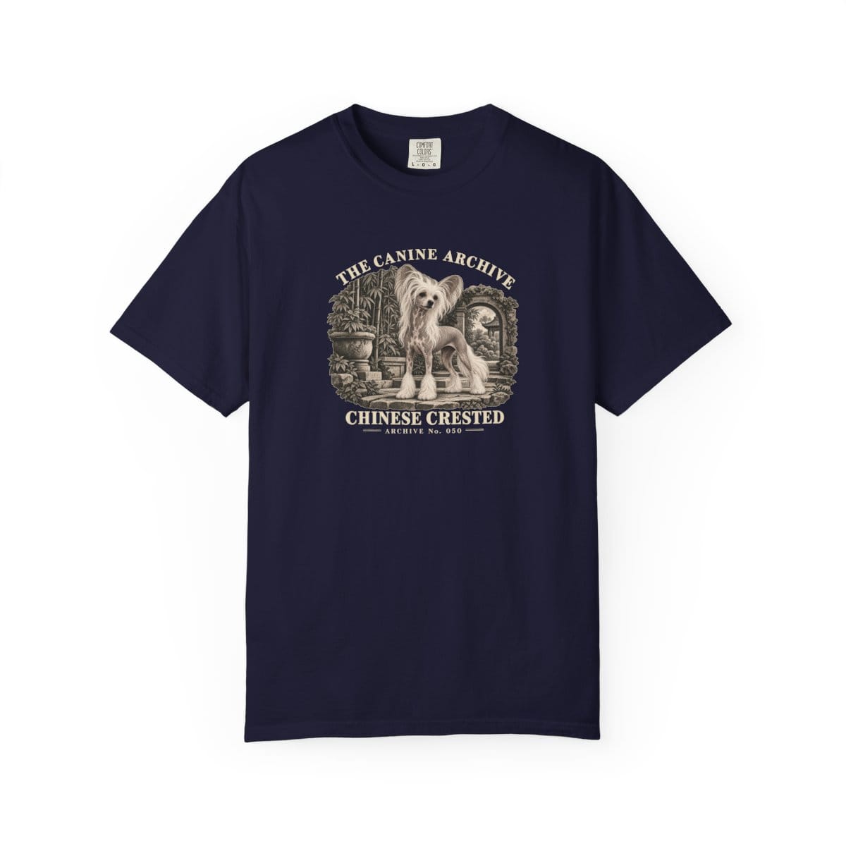 Chinese Crested Front Study Tee in True Navy