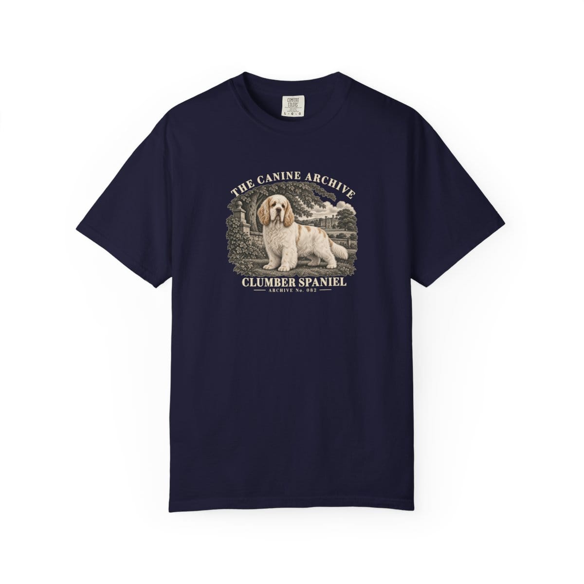 Clumber Spaniel Front Study Tee in True Navy