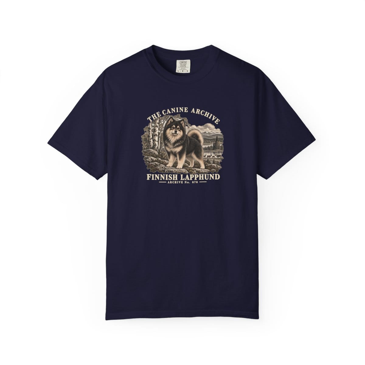 Finnish Lapphund Front Study Tee in True Navy