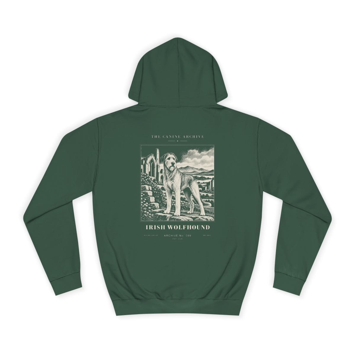 Irish Wolfhound Hoodie in Bottle Green