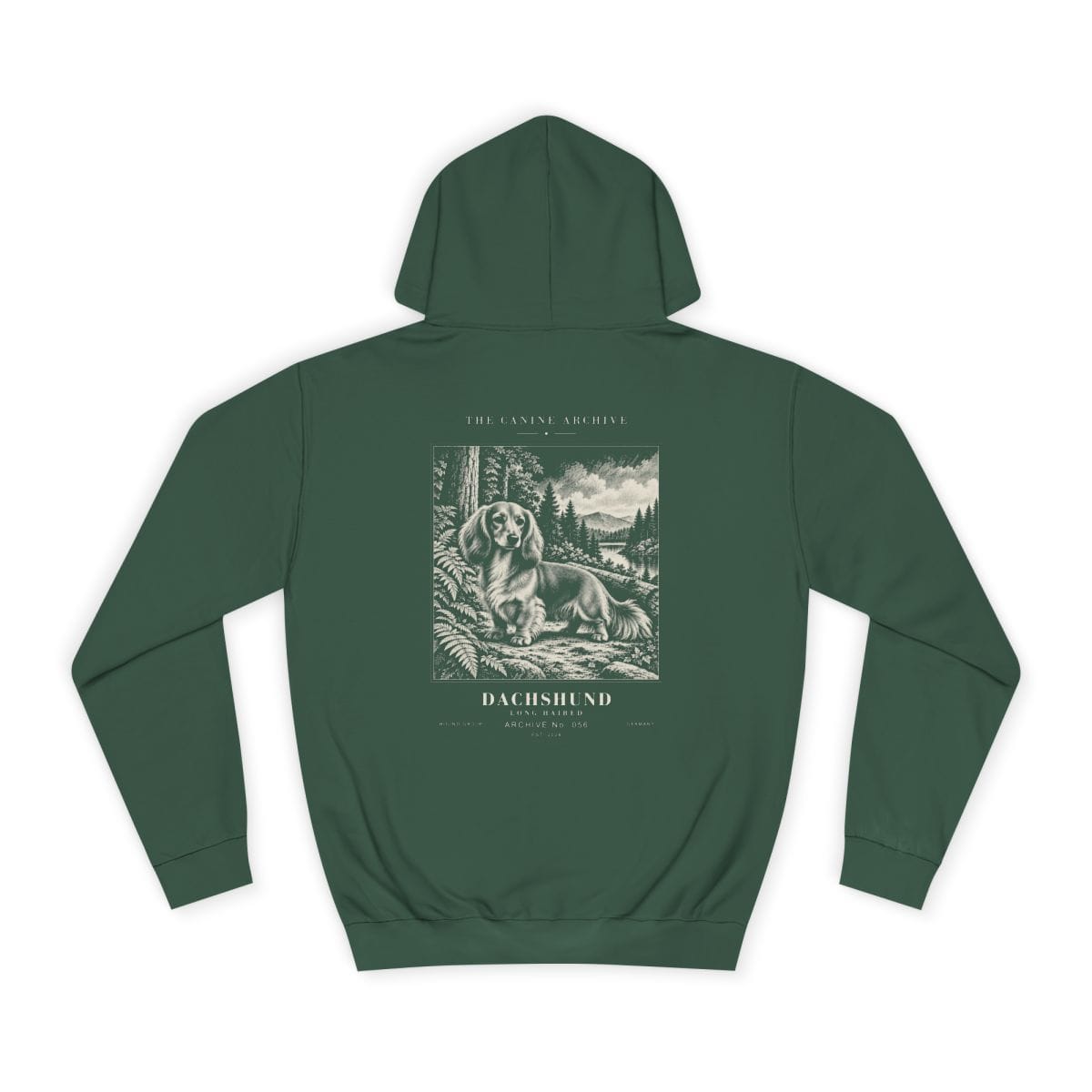 Dachshund Long Haired Hoodie in Bottle Green