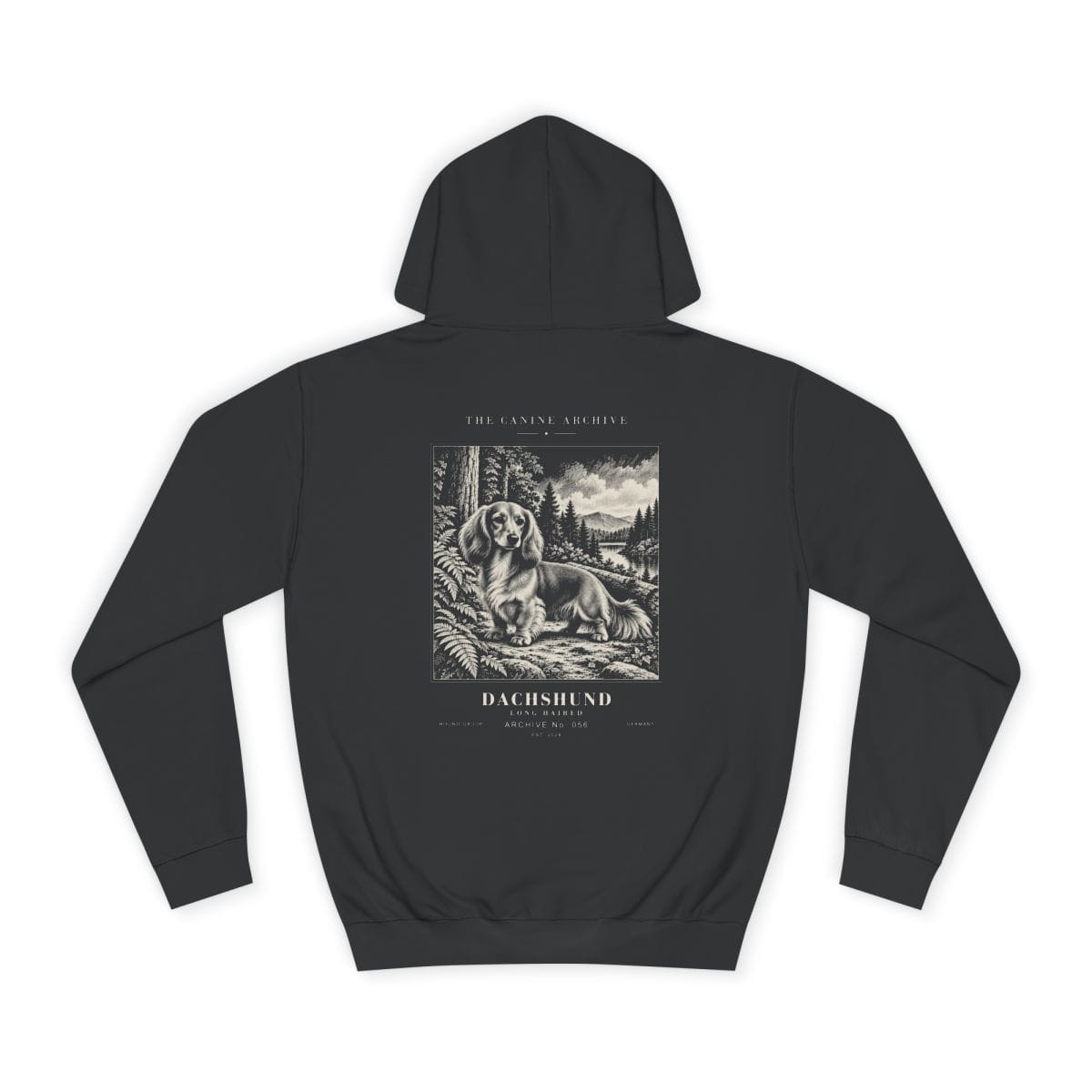 Dachshund Long Haired Hoodie in Jet Black
