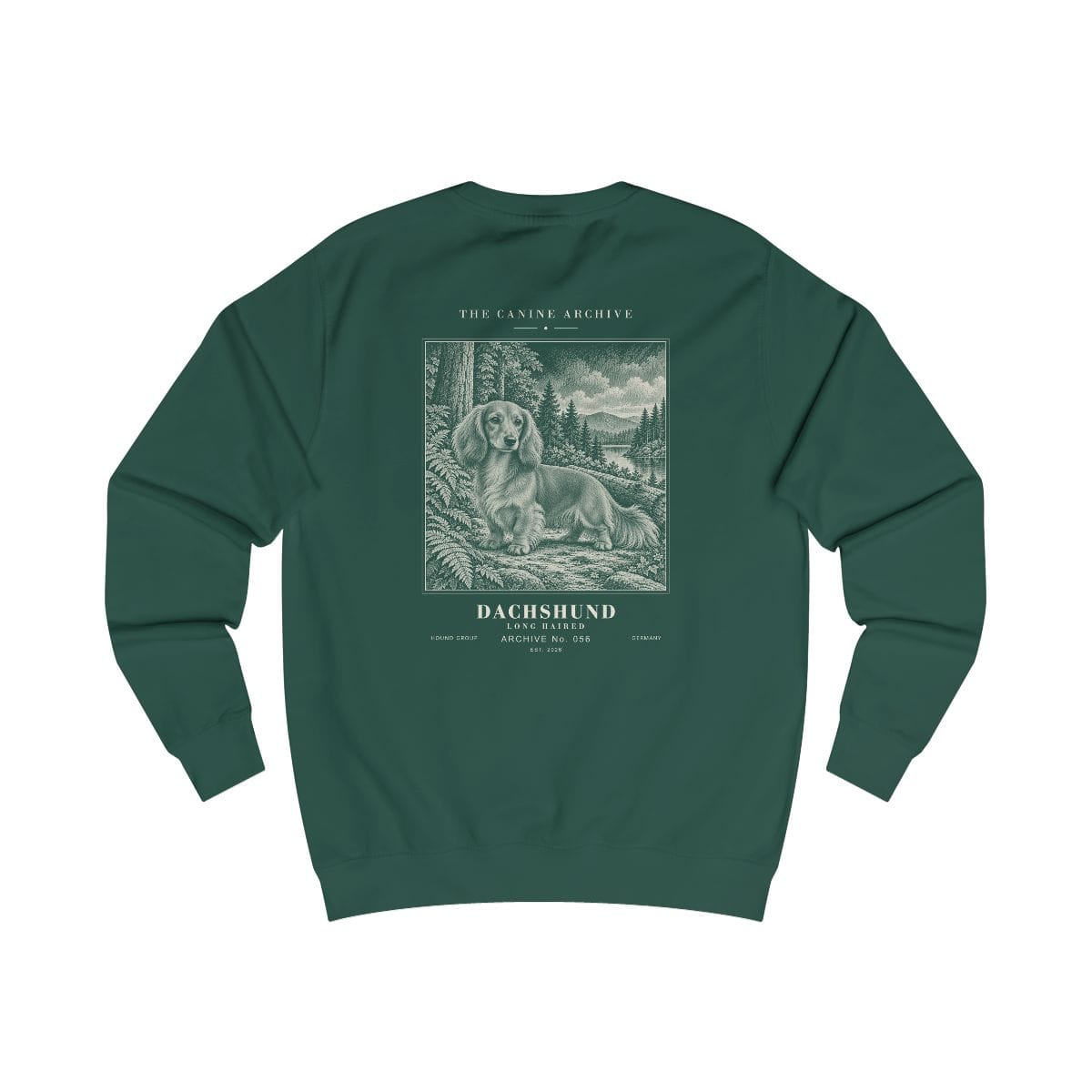 Dachshund Long Haired Sweatshirt in Bottle Green