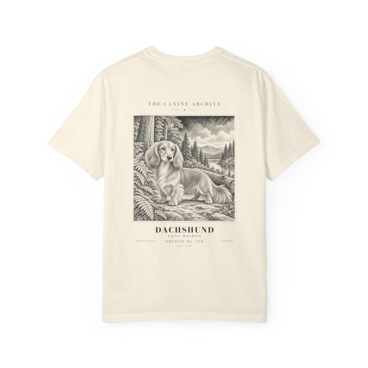 Dachshund Long Haired Tee in Ivory