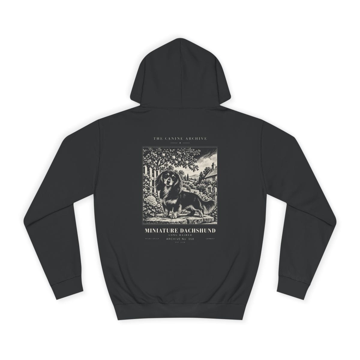 Miniature Dachshund Long Haired Hoodie in Jet Black
