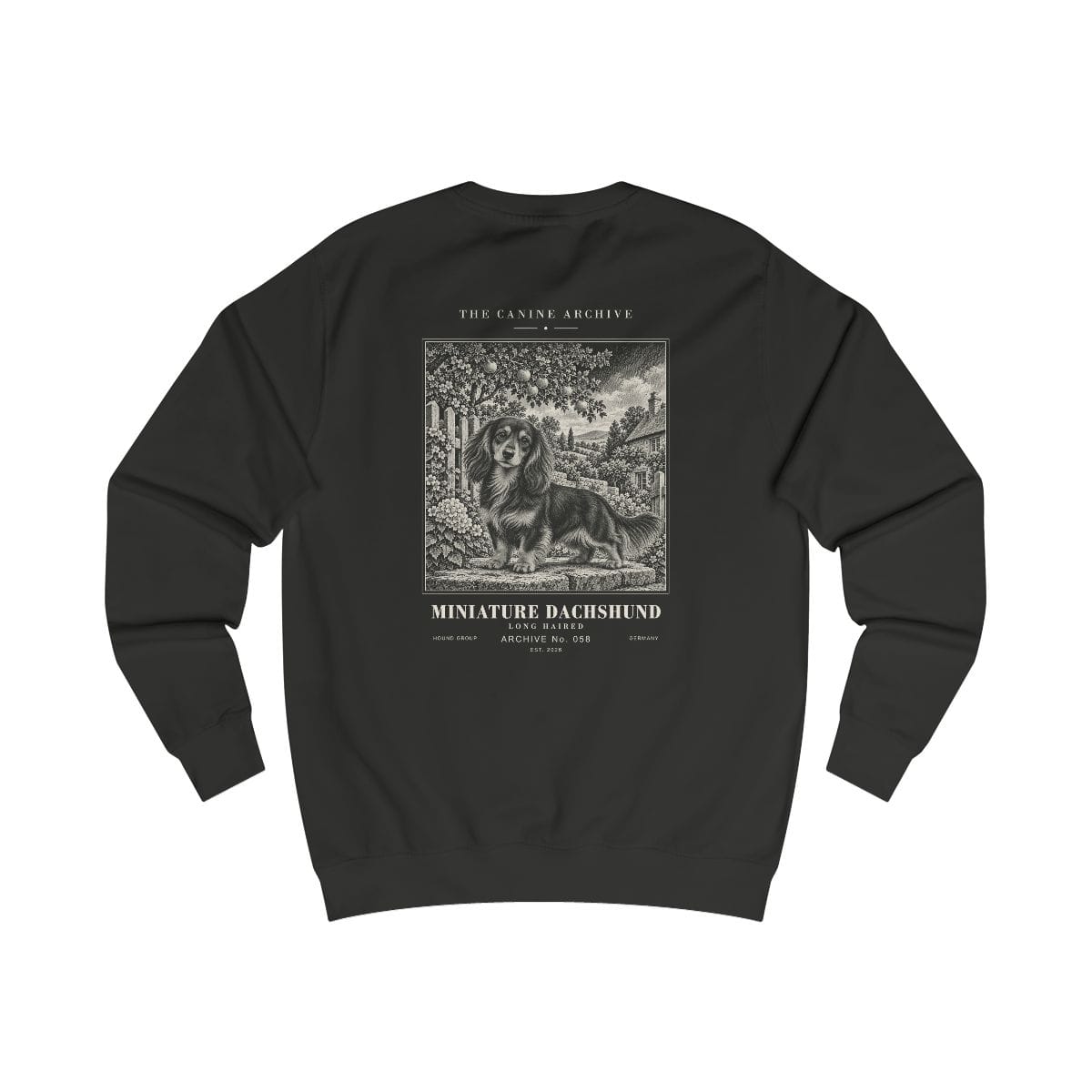 Miniature Dachshund Long Haired Sweatshirt in Jet Black